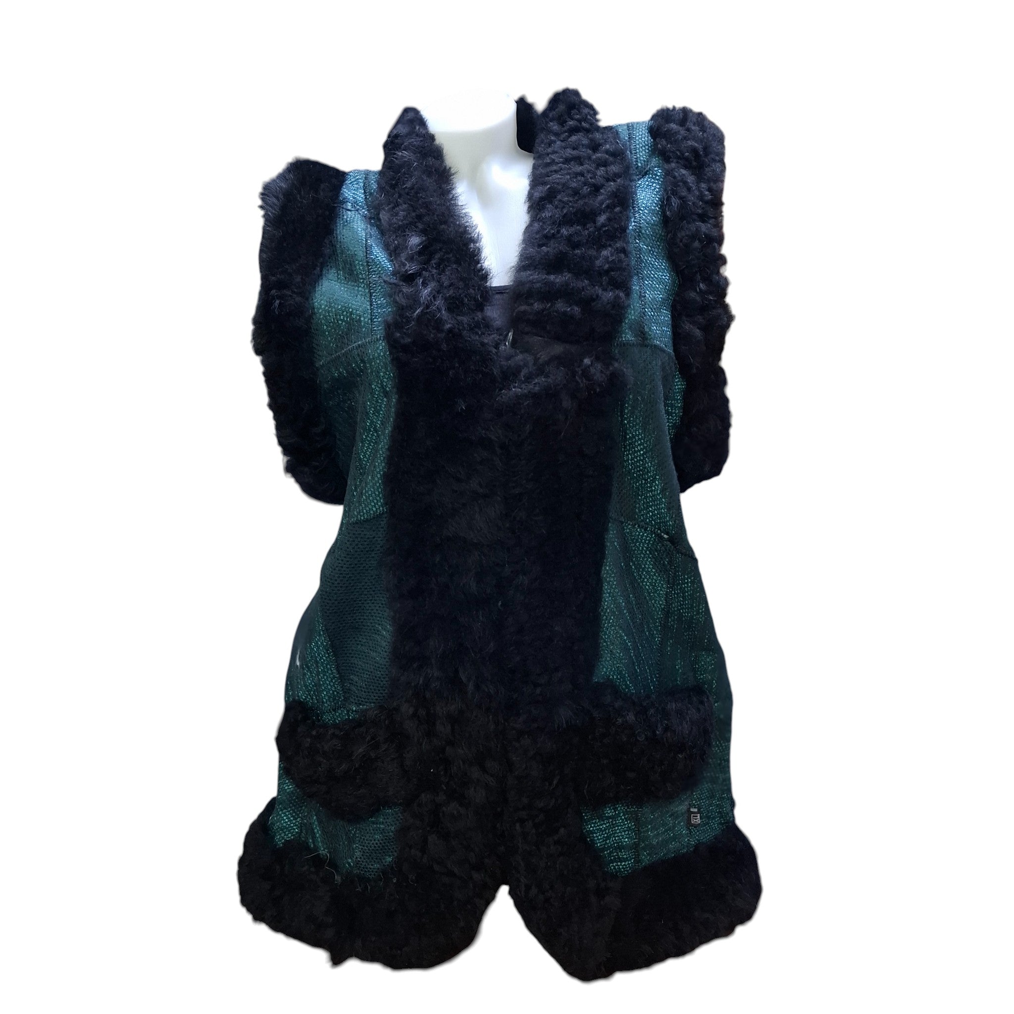 Jelek i trashë me lesh sintetik dhe ngjyrë smeraldi