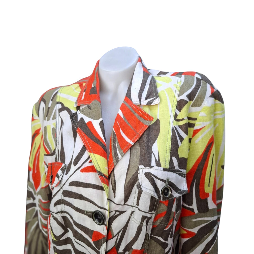 Sako lino print abstrakt, ngjyra të gjalla